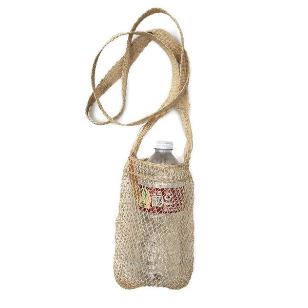 Natural undyed JungleVine Bottle Bag with bottle