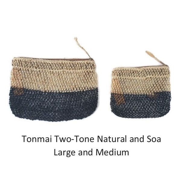 Tonmai Zipper Clutch in Two-Tone Natural and Soa